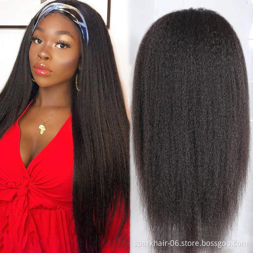 Wholesale Human Hair Headband Wigs for Black Women Glueless Remy Human Hair Headband Wig,Headband Kinky Ponytail Human Hair Wig